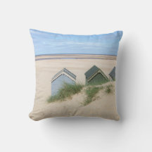 Pastel Beach Huts Throw Pillow