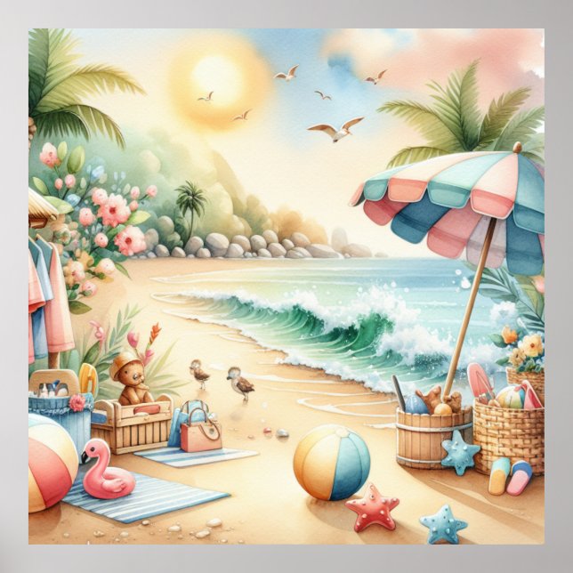 Pastel Beach Nursery Poster (Front)