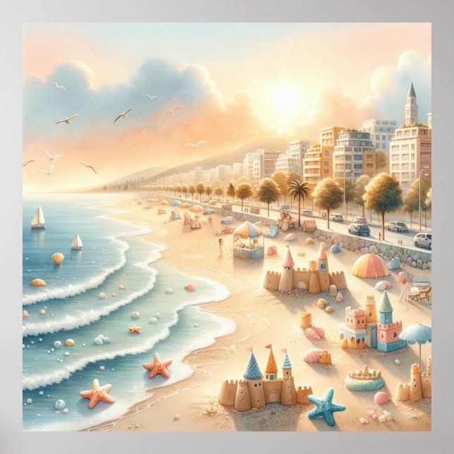 Pastel Beach Nursery Poster (Front)