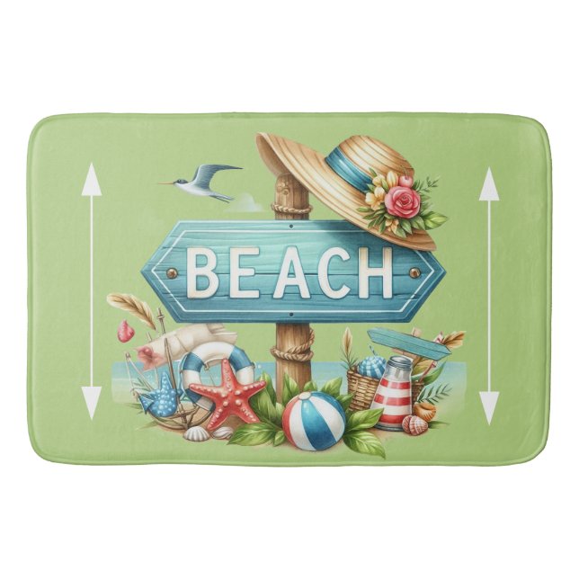 Pastel Beach Shells Bath Mat (Front)