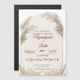 Pastel Beige Boho Floral Pampas Thin Magnetic Card