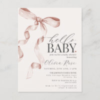 Pastel Beige Coquette Bow Girl Baby Shower Invite