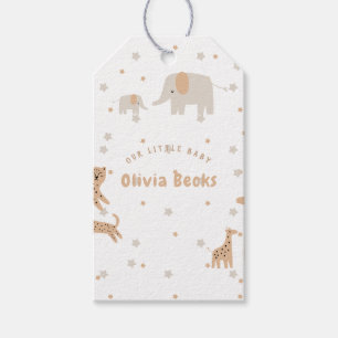 Pastel Beige Cute Illustrative Baby Shower Gift Tags