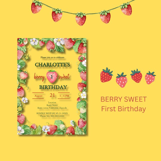 pastel berry sweet first birthday  acrylic invitations (Creator Uploaded)