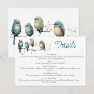 Pastel Bird Baby Shower Details Card Insert