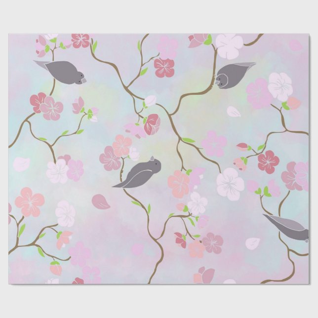 Pastel Birds Wrapping Paper (Flat)