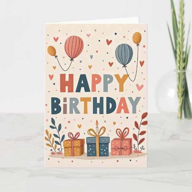 Pastel Birthday Confetti Card (Front)