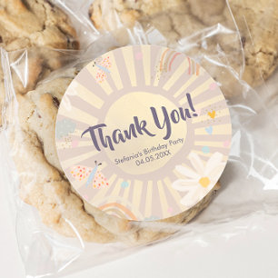 Pastel Birthday Girl Pink Thank You Round Sticker