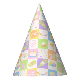 Pastel Birthday Icons Party Hat