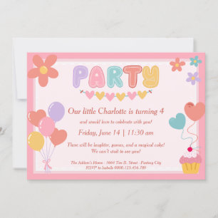 Pastel Birthday PINK Invitations