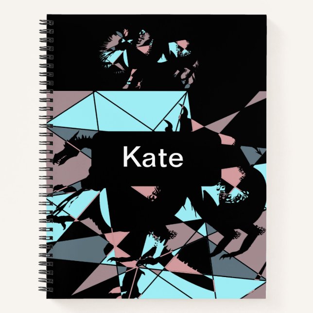 Pastel Black Blue Pink Grey abstract  Notebook (Front)
