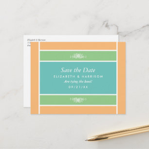 Pastel Block - Tropical Colours - Save the Date Announcement Postcard