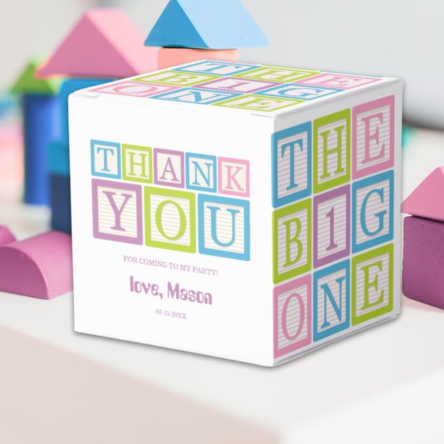 Pastel Blocks The Big One Thank You Favour Box (Creator Uploaded)