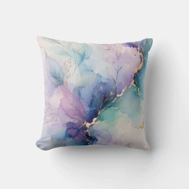 Pastel Bloom Abstract Throw Pillow (Front)
