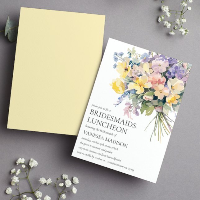 Pastel Bloom Bouquet Bridesmaids Luncheon Wedding Invitation (Creator Uploaded)