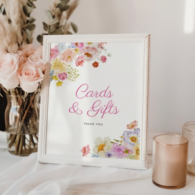 Pastel Bloom Bridal Shower Cards and Gifts Sign (Creator Uploaded)