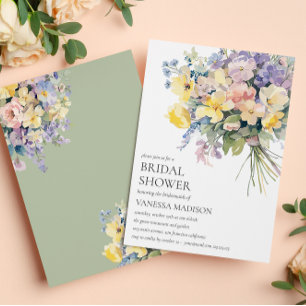 Pastel Bloom BRIDE BOUQUET BRIDAL SHOWER Invitation