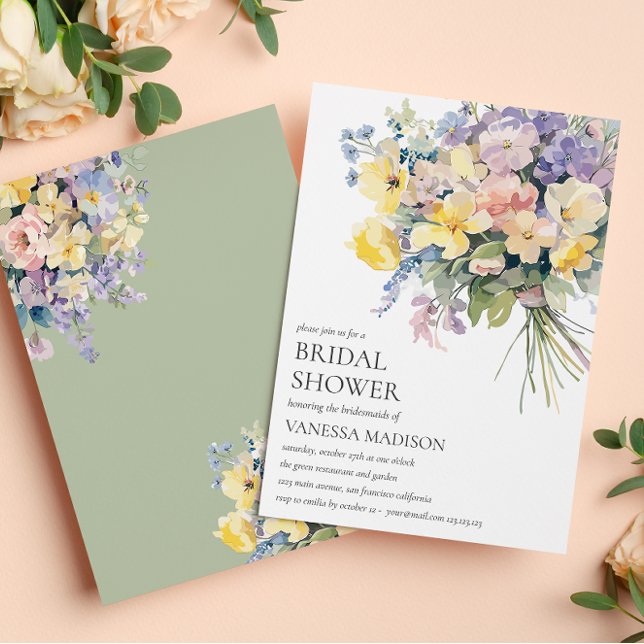 Pastel Bloom BRIDE BOUQUET BRIDAL SHOWER Invitation (Creator Uploaded)