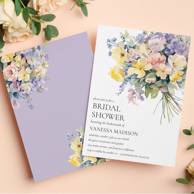 Pastel Bloom BRIDE BOUQUET BRIDAL SHOWER Invitation (Creator Uploaded)