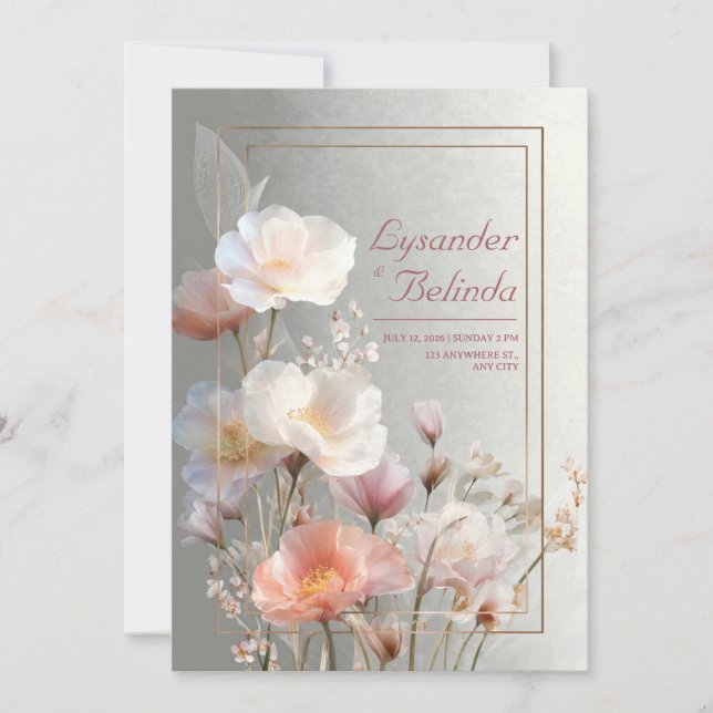 Pastel Bloom Floral Wedding Invitation (Front)