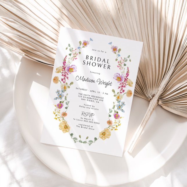 Pastel Bloom Floral Wreath Bridal Shower Invitation (Creator Uploaded)
