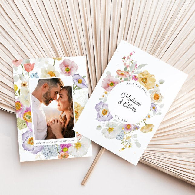 Pastel Bloom Floral Wreath Wedding Save The Date (Creator Uploaded)