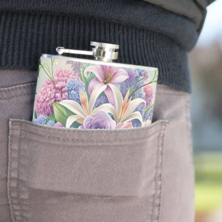  Pastel Bloom Thermal Tumbler Hip Flask
