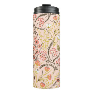 Pastel Blooming Flowers Vintage Pattern Thermal Tumbler