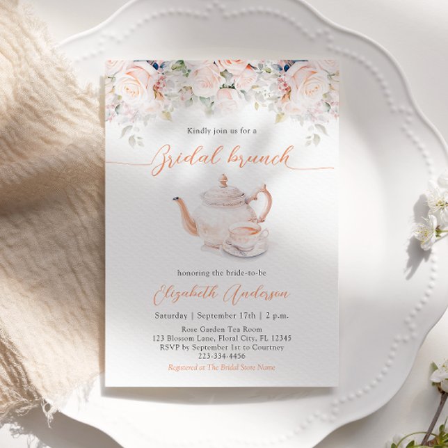 Pastel Blooms Bridal Brunch Tea Party Invitation (Creator Uploaded)