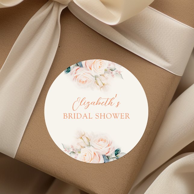 Pastel Blooms Bridal Shower Classic Round Sticker (Creator Uploaded)