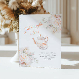 Pastel Blooms Bridal Shower Date Night Ideas Pedestal Sign