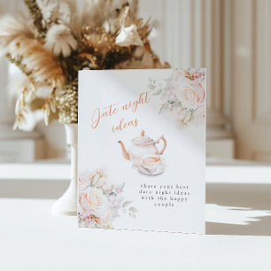 Pastel Blooms Bridal Shower Date Night Ideas Pedestal Sign