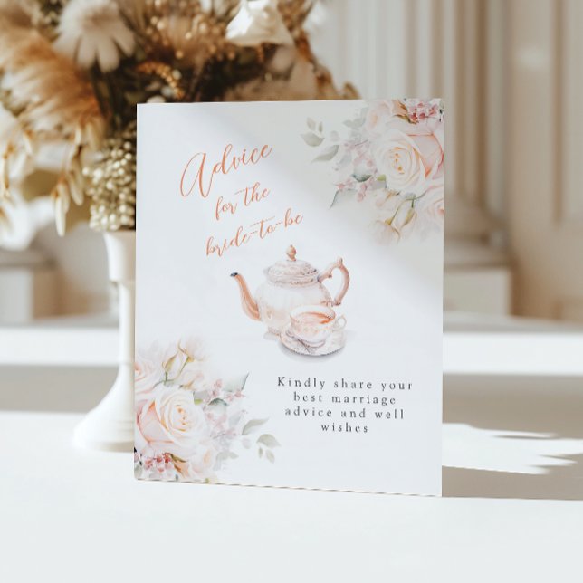 Pastel Blooms Bridal Tea Party Advice Pedestal Sign (Creator Uploaded)