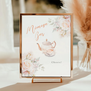 Pastel Blooms Bridal Tea Party Mimosa Bar Poster