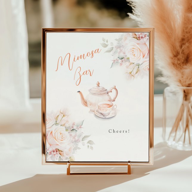 Pastel Blooms Bridal Tea Party Mimosa Bar Poster (Creator Uploaded)