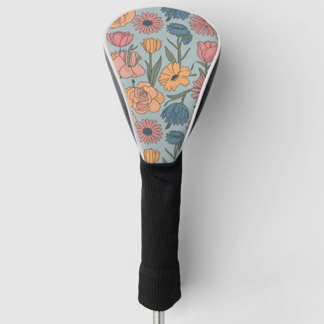 Pastel Blooms: Roses, Daisies, and Tulips Golf Head Cover (Front)