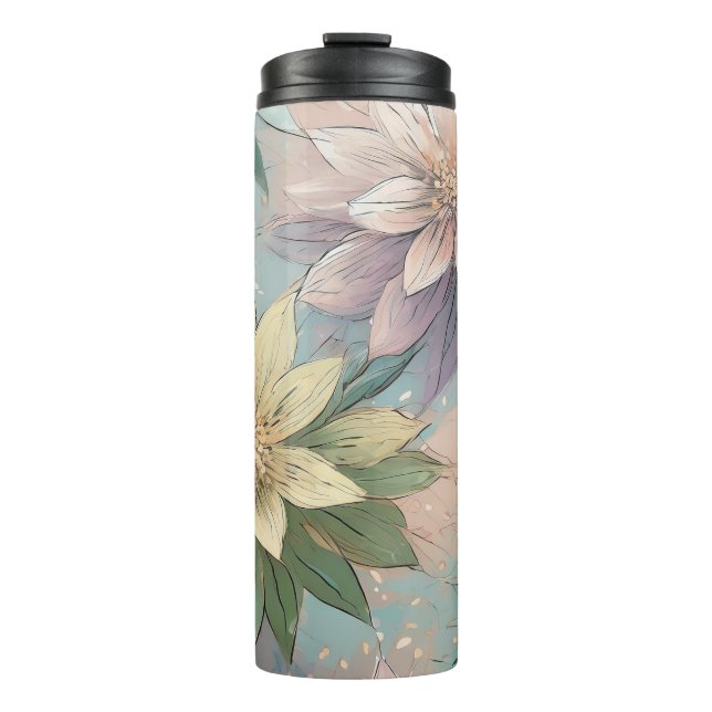 Pastel Blossom Burst: Floral Explosion Pattern Thermal Tumbler (Front)
