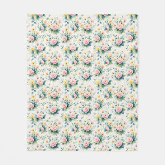 pastel blossom field fleece blanket