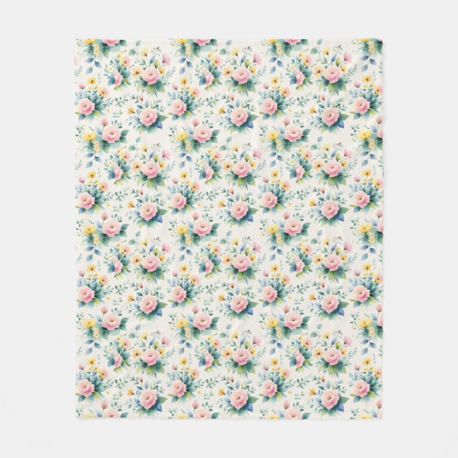 pastel blossom field fleece blanket (Front)