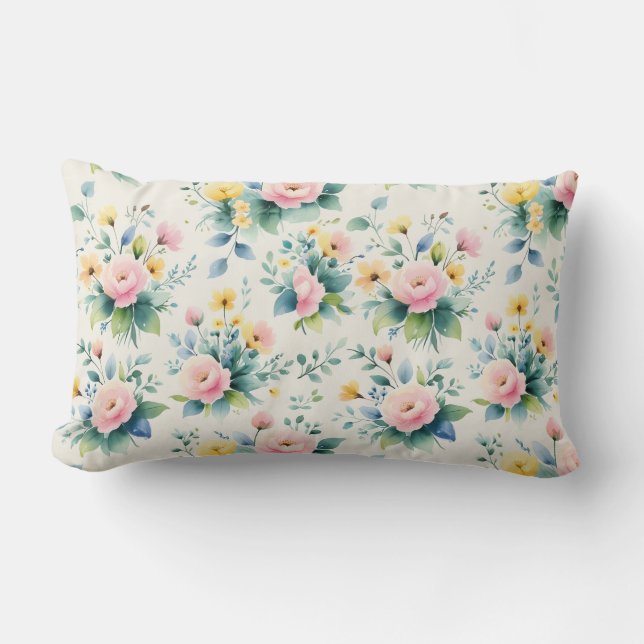 pastel blossom field lumbar cushion (Front)