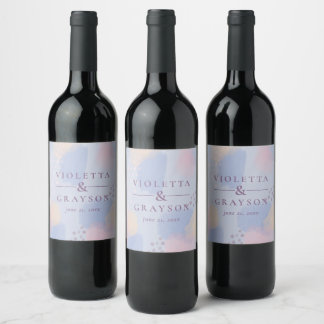 Pastel Blue Abstract Art Wine Label