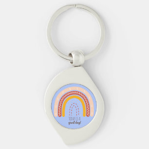 PASTEL BLUE AFFIRMATION QUOTE BOHO RAINBOW METAL KEY RING
