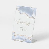 pastel blue agate favours pedestal sign