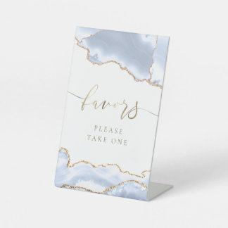 pastel blue agate favours pedestal sign