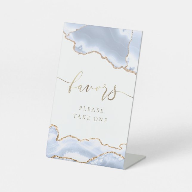pastel blue agate favours pedestal sign (Front)