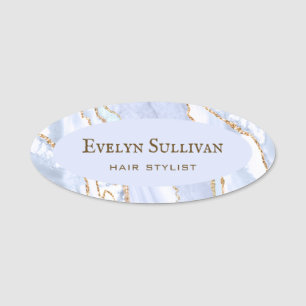 Pastel Blue Agate Name Tag