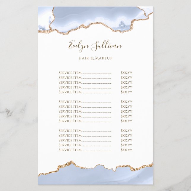 pastel blue agate price list flyer (Front)