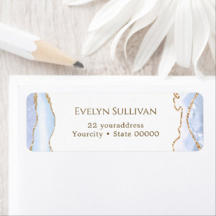 pastel blue agate return address label