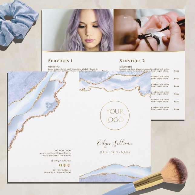 pastel blue agate service menu brochure (Creator Uploaded)