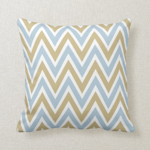 Pastel Blue and Brown Chevron Zigzag Cushion